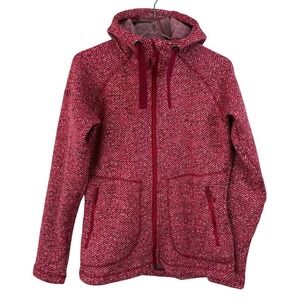 Rab Amy Hoody Red White Marl Full Zip Fleece Sweater Jacket WOMEN M